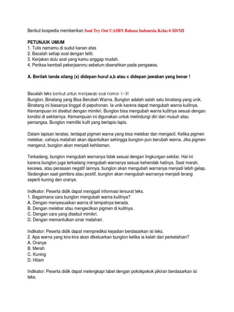 27 Contoh Soal Bahasa Indonesia Informasi Tersurat Kumpulan Contoh Soal