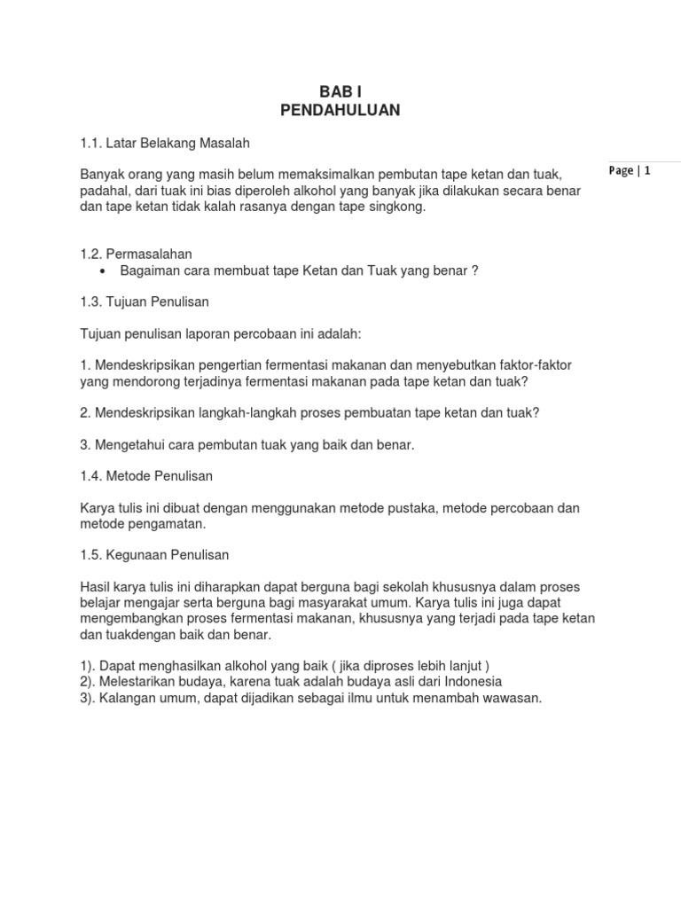 Laporan Ilmiah Proses Pembuatan Tape Ketan Dan Tuak PDF