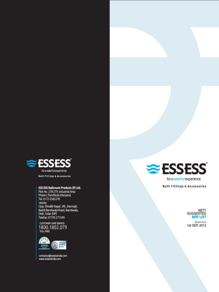 ESS ESS Bathroom Fittings Price List | PDF | Tap (Valve) | Shower