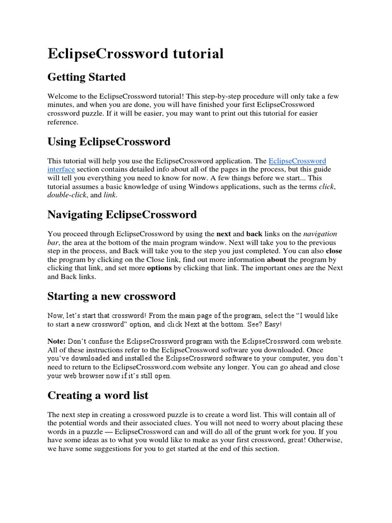 Eclipsecrossword Tutorial Download Free Pdf Crossword Software