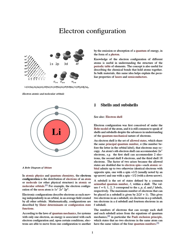 Electron Configuration Electron Configuration Atomic Orbital