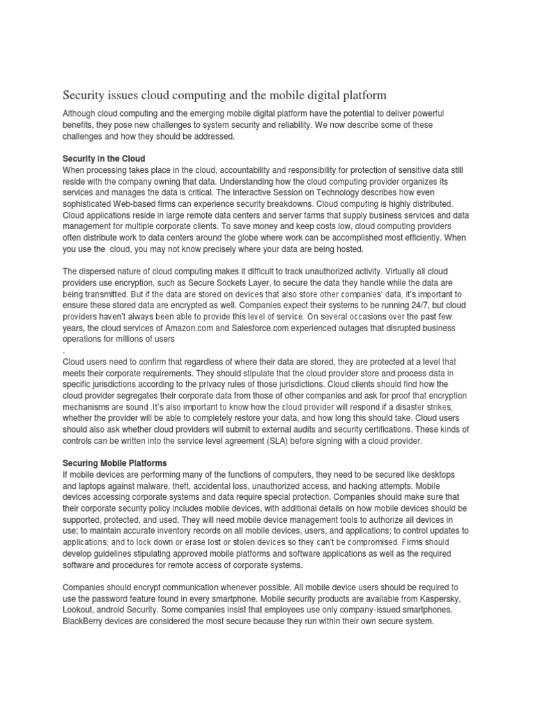 Security Cloud Mobile Platform Pdf Cloud Computing Computer