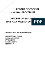 Project Report of Code of Criminal Procedure Concept of Bail and Bail As A Matter of Right
