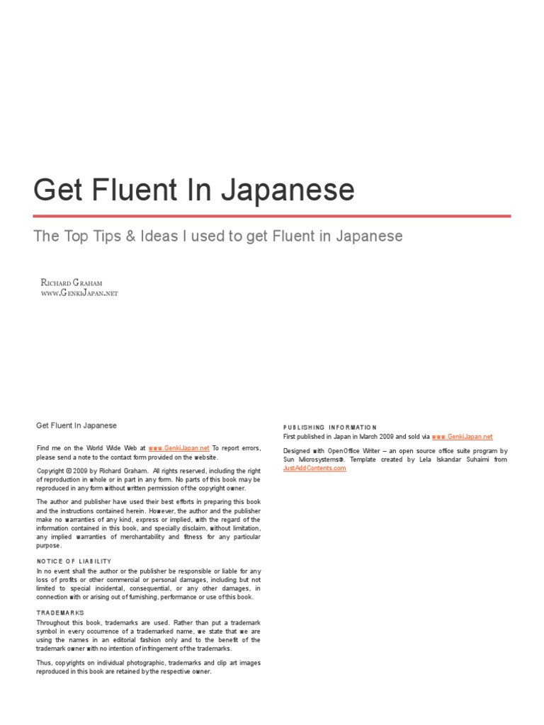 The Top Tips & Ideas I Used To Get Fluent in Japanese | PDF | Trademark ...