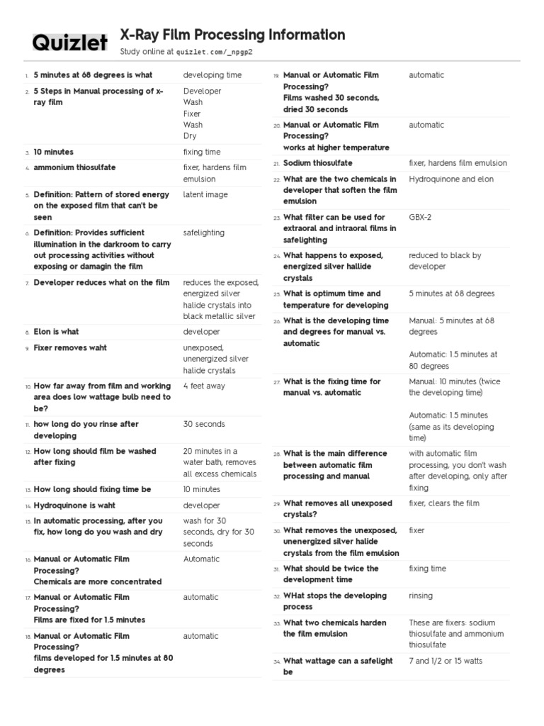 XRay Film Processing Information PDF Materials Applied And Interdisciplinary Physics