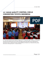 Toyota Motor Manufacturing Indonesia - News and Update - 25 Years Toyota Indonesias Quality Control Circle Convention PDF