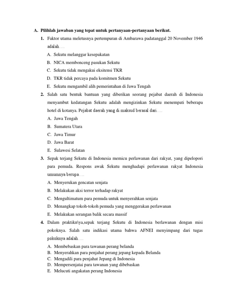 Soal Sejarah Smk