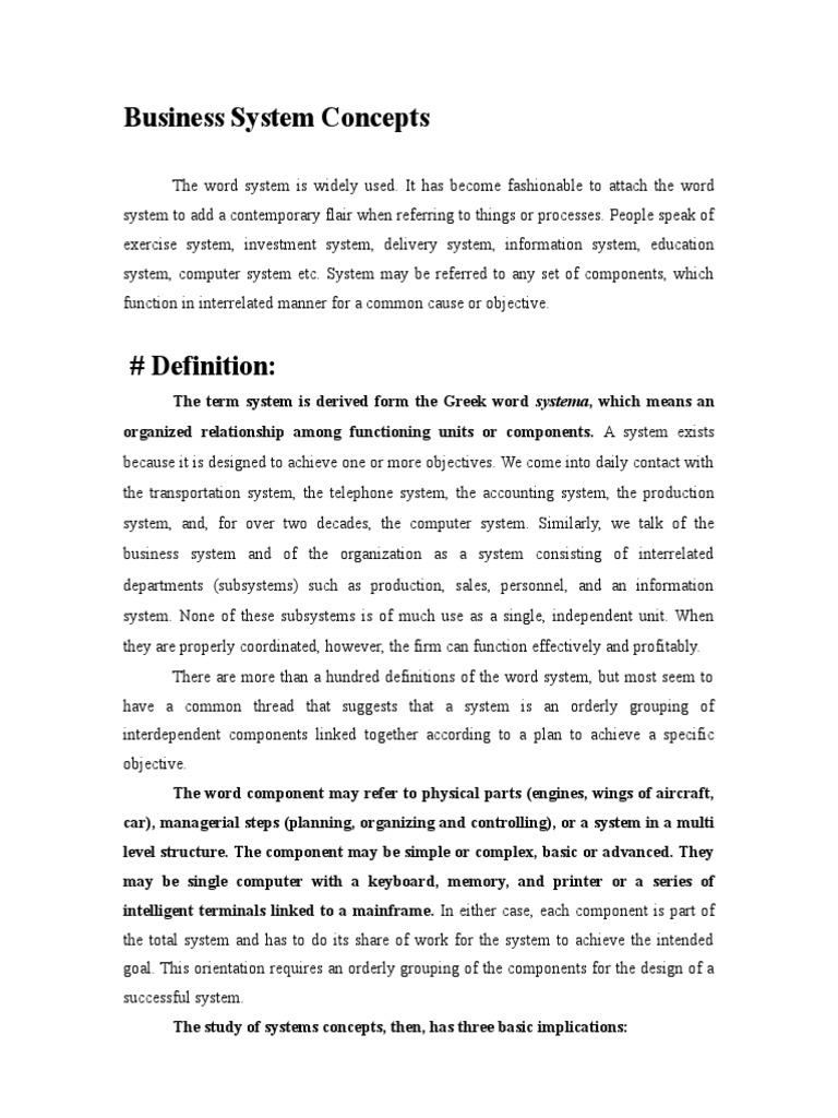 Business System Concepts PDF System Databases