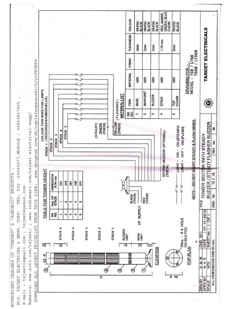 TOWER LIGHT WIRING DIAGRAM (STEADY+FLASHING+BUZZER) A PDF | PDF