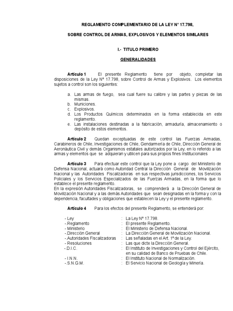 Regl. Compl. 17798 Descargar gratis PDF Control de armas