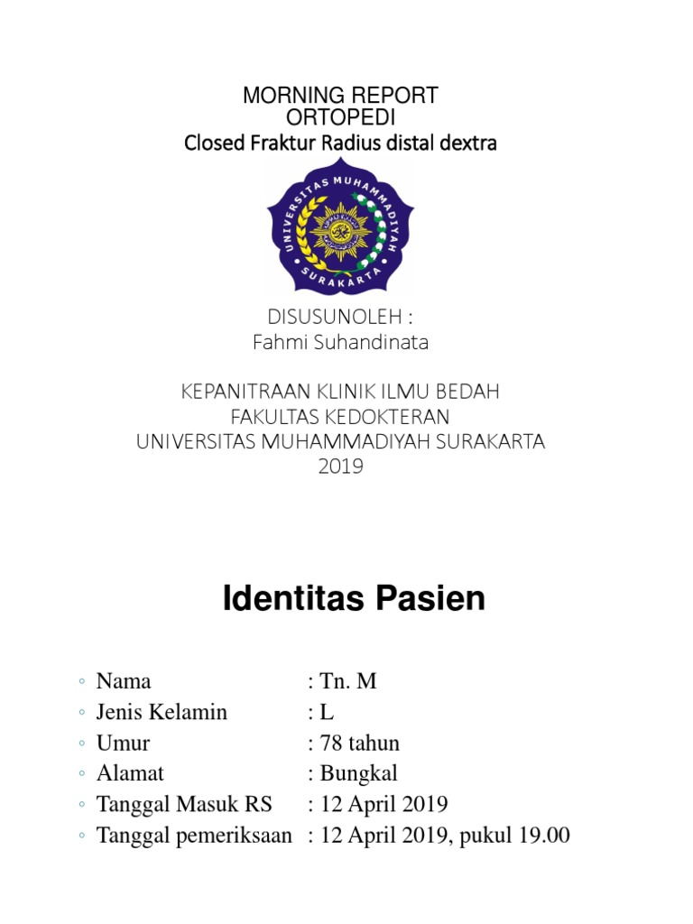 Closed Fraktur Radius distal dextra | PDF