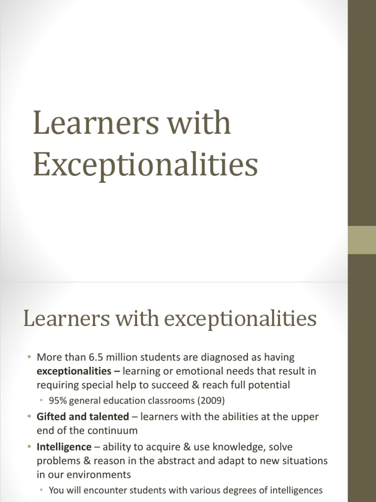 Understanding Learners with Exceptionalities | PDF | Individualized ...