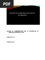 Decline of Communication Due To Technology in Pakistan From 2000 To 2018