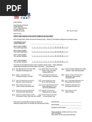 Credit Card Cancellation Form