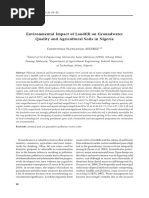 Environmental Impact of Landfill On Groundwater Quality and Agricultural Soils in Nigeria