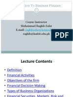 Introduction To Business Finance: Course Instructor Muhammad Raghib Zafar E.mail: Raghib@kasbit - Edu.pk