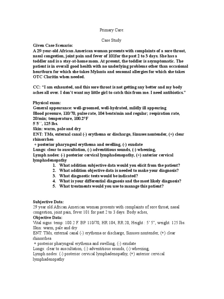 CAse Study SOAP Notes | PDF | Infection | Immunology