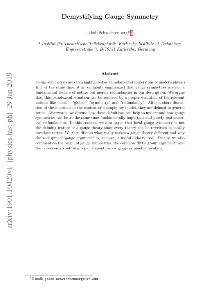 Understanding Gauge Symmetry | PDF | Gauge Theory | Wave Function