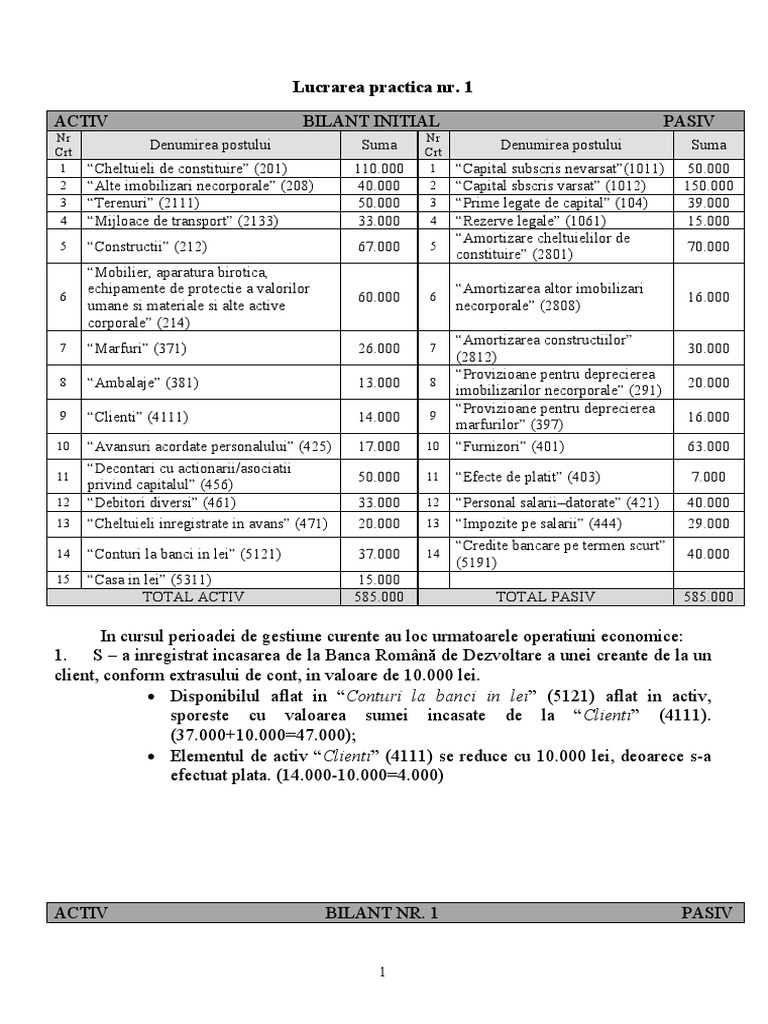 Ate 2 Bilant Initial | PDF