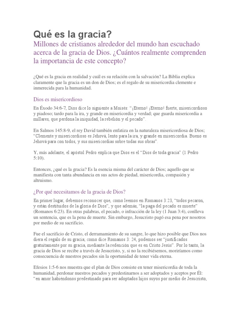 Qué Es La Gracia | PDF | Gracia en el cristianismo | Cristo (título)