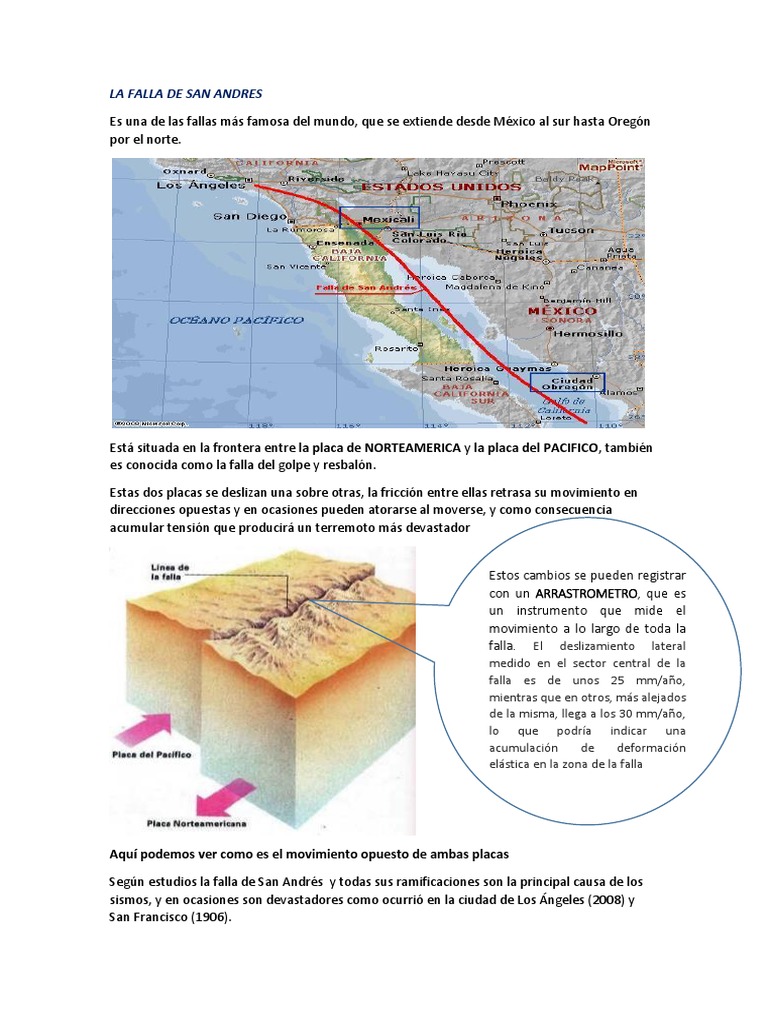 Falla de San Andrés: Geología y Sismos | PDF