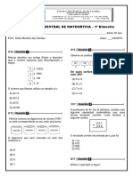 Avaliação Bimestral de Matemática - 6º Ano