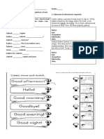 Examen o Quiz de Ingles Sobre Saludos Despedidas e Informacion Personal