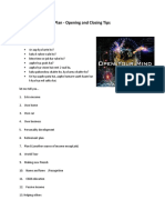 Plan - Opening and Closing Tips