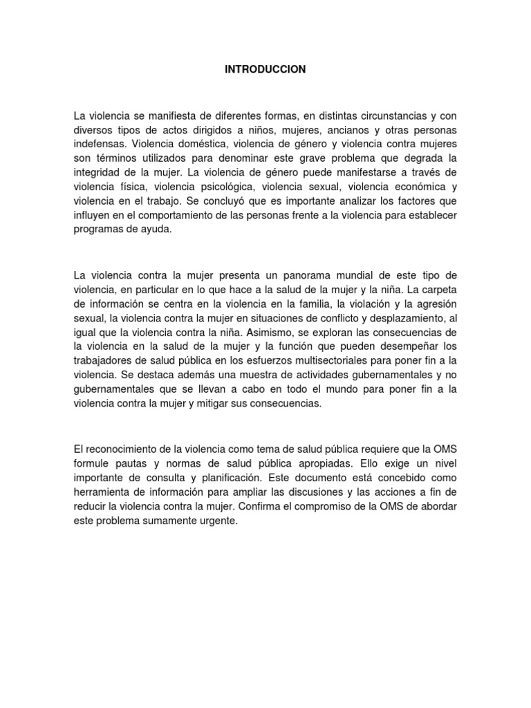Violencia de género: un problema global | PDF | La violencia contra las ...