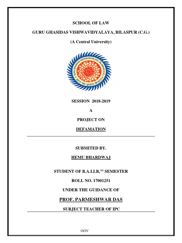 Ipc Class Defamation Converted 1 Defamation Public Law