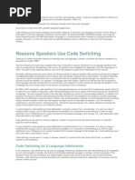 Reasons Speakers Use Code Switching