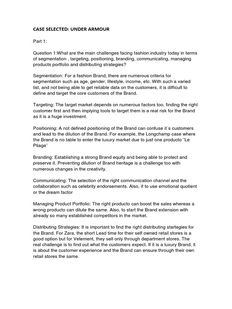 Under Armour Pdf Market Segmentation Brand