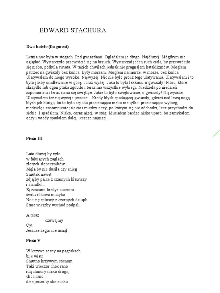 Edward Stachura życie To Nie Teatr Tekst