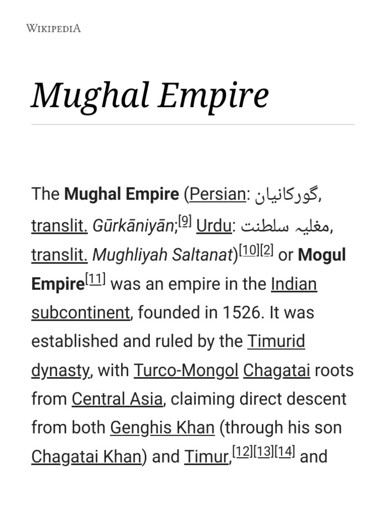 Overview of the Mughal Empire (1526-1857) | PDF | Mughal Empire ...