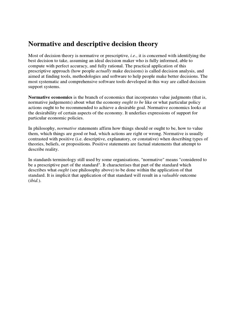 Understanding Normative Decision Theory | PDF