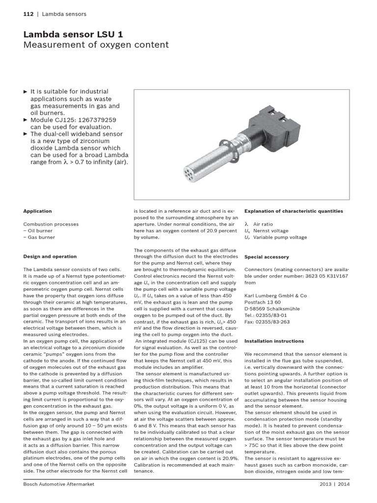 Bosch CJ125 Lambda Sensor Overview | PDF | Materials | Chemistry