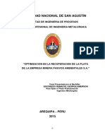 Optimizacion en La Recuperacion de Plata de Minera Pasivos Ambientales PDF