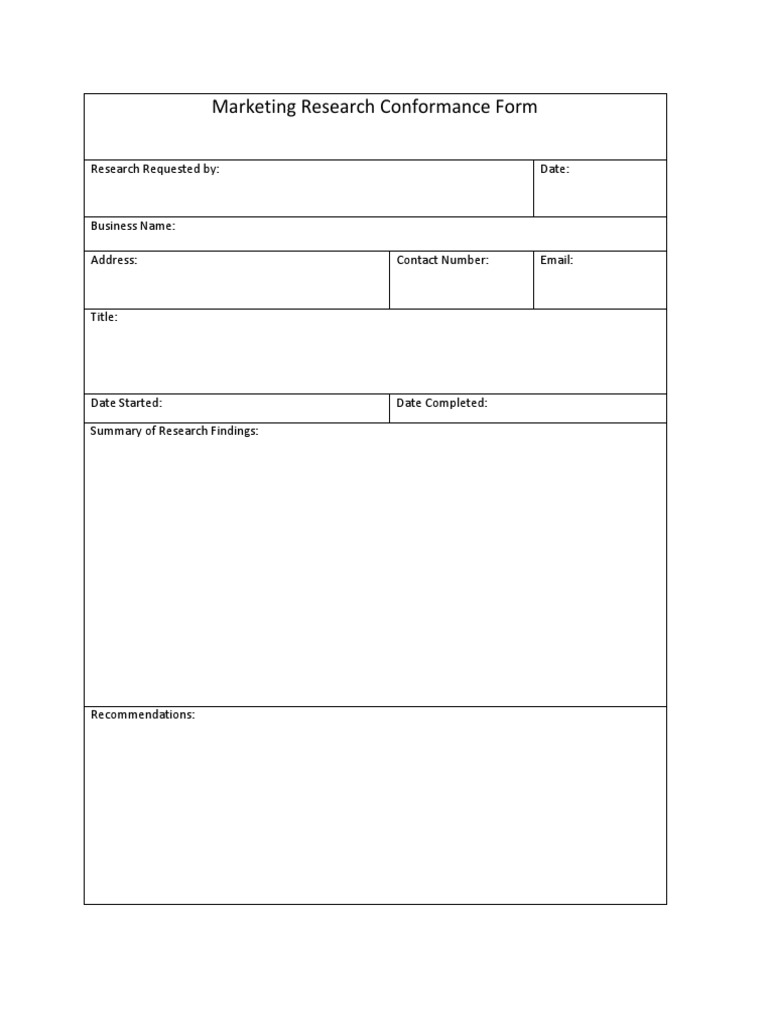 Marketing Research Form Template | PDF