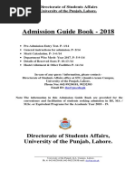 Admission Guide Book - 2018: Directorate of Students Affairs, University of The Punjab, Lahore