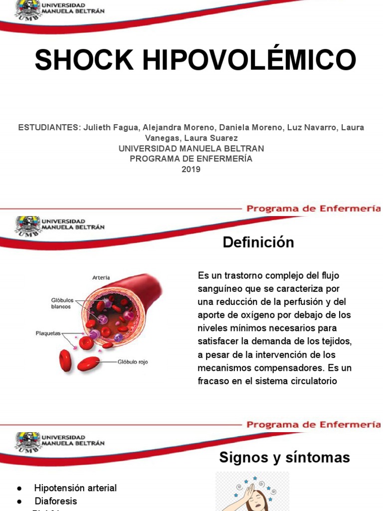 Definición y manejo del shock hipovolémico | PDF | Choque (circulatorio ...