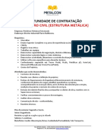 Engenheiro Civil (Estrutura Metálica) : Oportunidade de Contratação