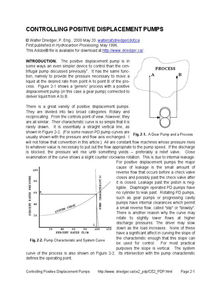 Controlling Positive Displacement Pumps | PDF | Pump | Flow Measurement