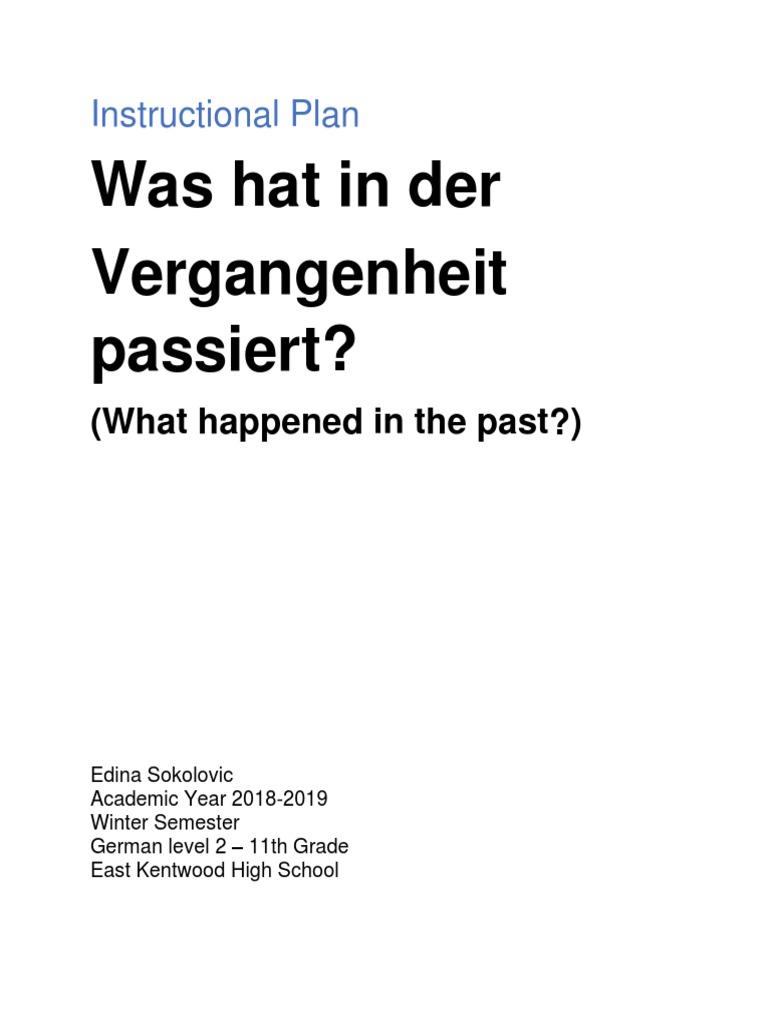 German 2 Past Tense Lesson Plan | PDF | German Language | Grammatical Tense