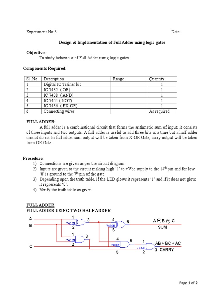 Full Adder Design and Implementation | PDF | Teaching Methods ...