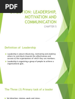 Direction: Leadership, Motivation and Communication