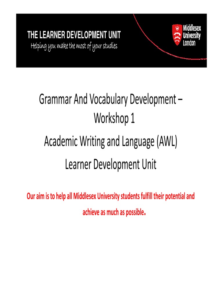 Academic Writing & Language Workshop | PDF | English Grammar | Semiotics