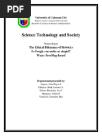 Science Technology and Society: The Ethical Dilemmas of Robotics Is Google Can Make Us Stupid? Waze: Freemap Israel