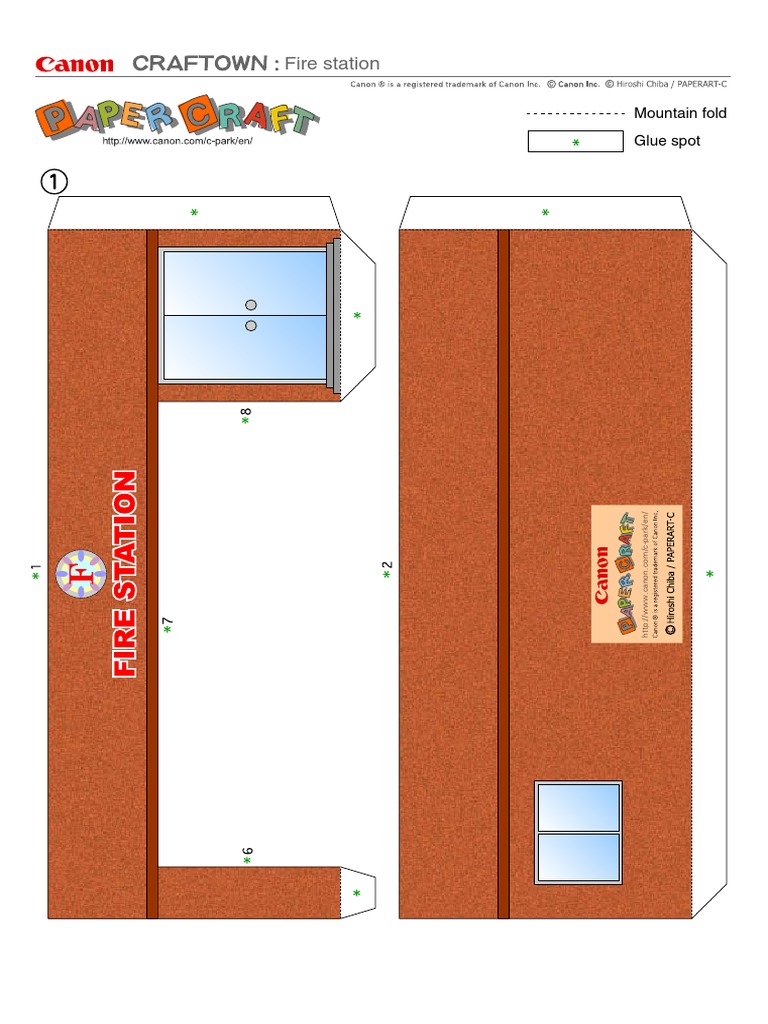 Printable Fire Station Papercraft Template | PDF