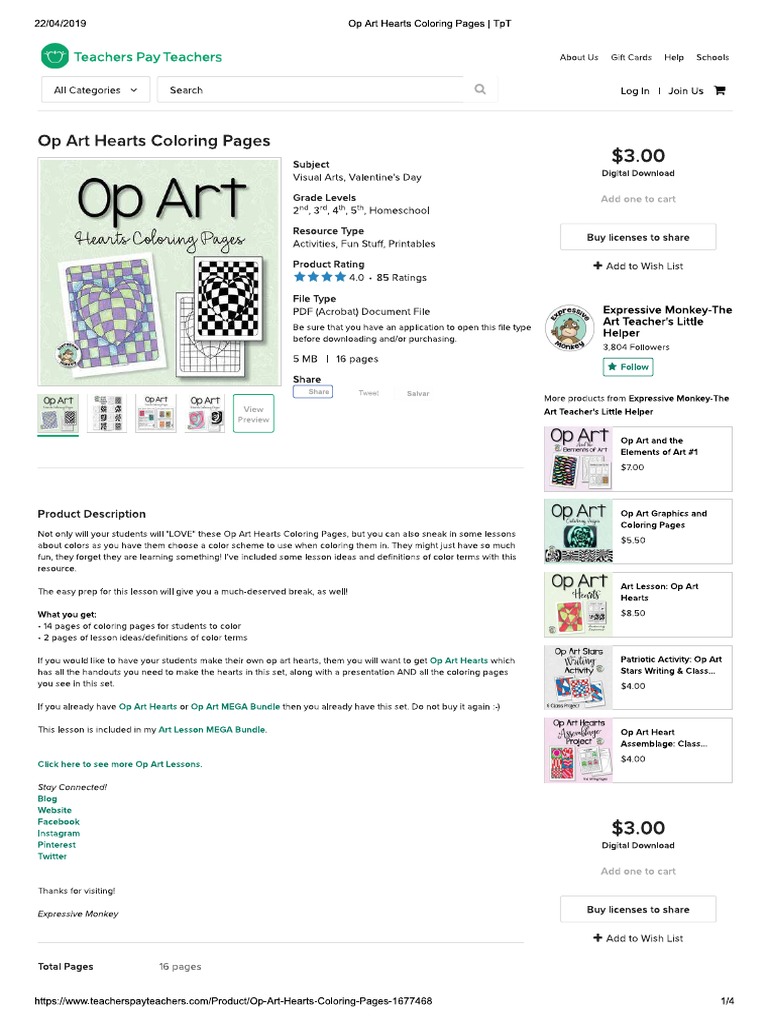 Op Art Hearts Coloring Pages PDF