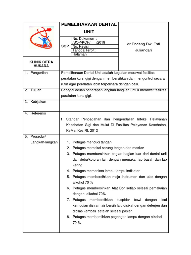 Sop Dental Unit PDF